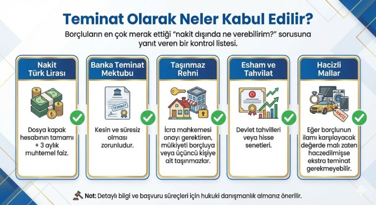 Tehiri İcra Teminatı: Kabul Edilen Seçenekler [2026]